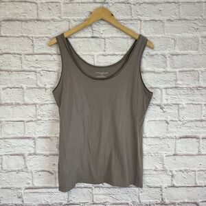 Ann Taylor Women’s Large Shirt Tank Top Casual Satin Hem Neutral Casual Preppy